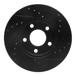 Ford Mustang Brake Rotor (1) - Front Left - R1 Concepts - Drilled & Slotted - Black - `94-`04
